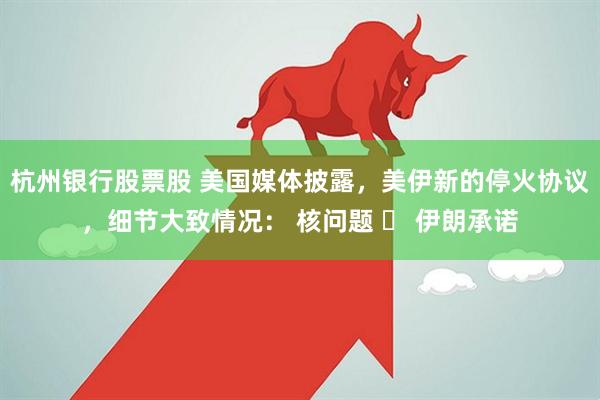 杭州银行股票股 美国媒体披露，美伊新的停火协议，细节大致情况： 核问题 ✅ 伊朗承诺